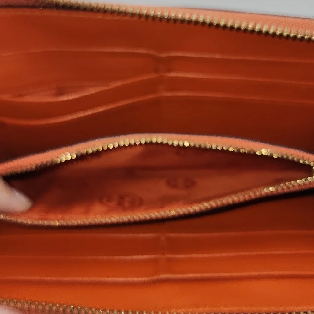 Tory Burch Burnt‎ Orange Leather Wallet With COA